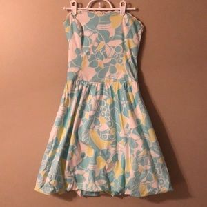 Floral printed strapless dress